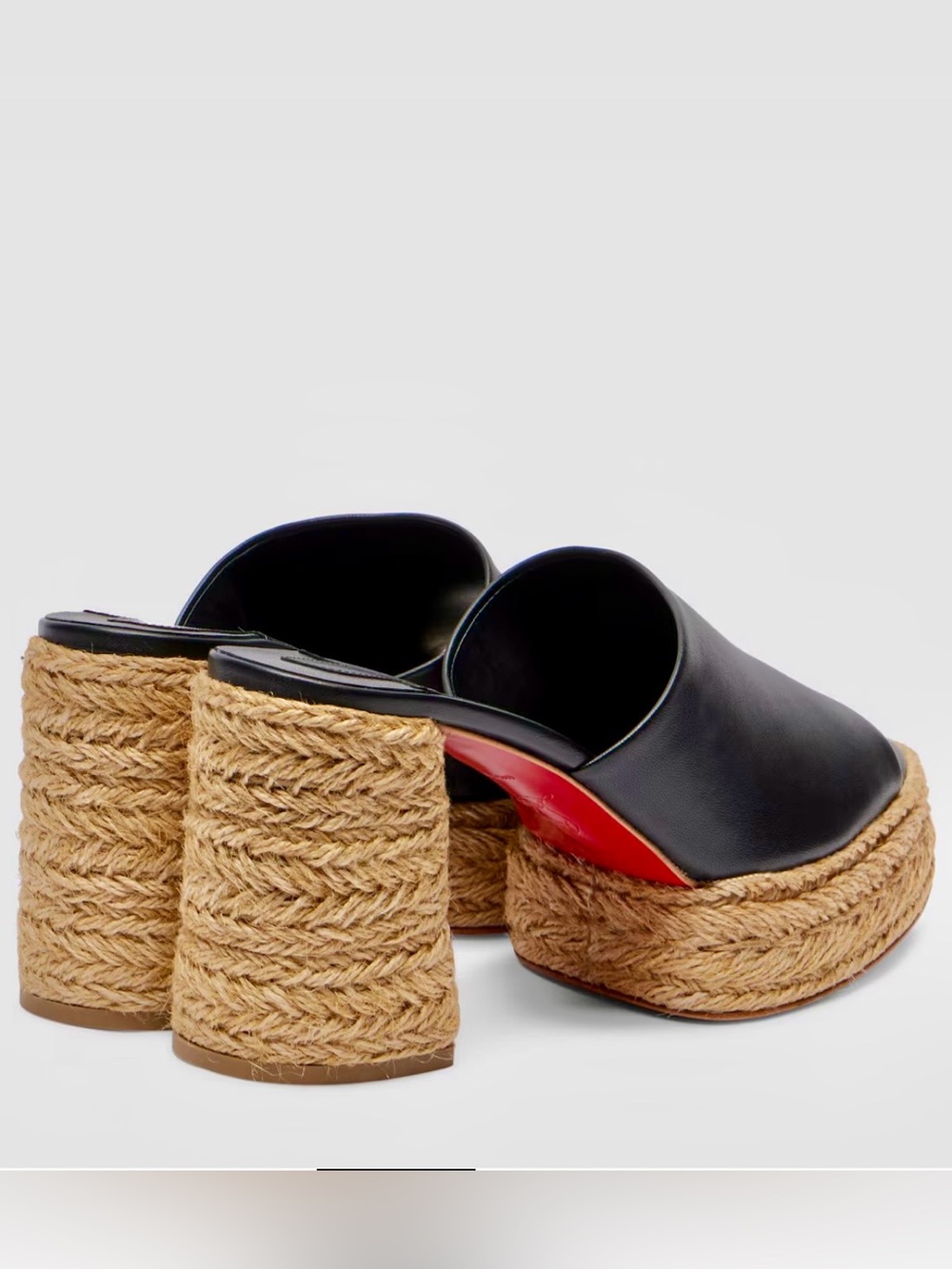 CHRISTIAN LOUBOUTIN CALAKALA 85 BLACK LEATHER MULE ESPADRILLE SANDAL SZ 42 NEW